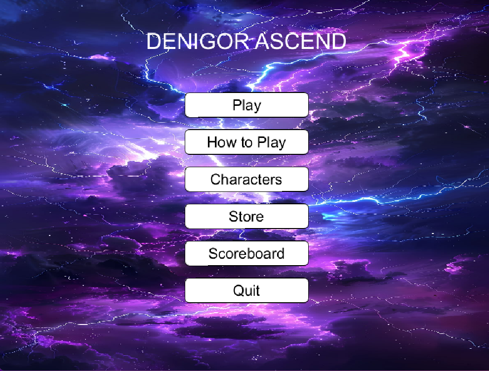 Denigor Ascend Main Menu Screen